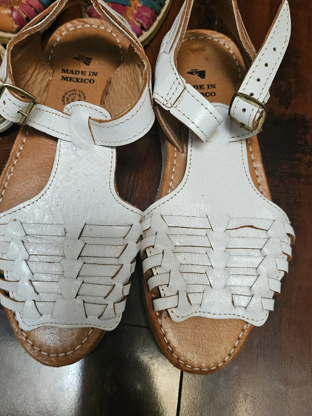 Handwoven Kids Huarache Sandals in Tan, White and Multicolor